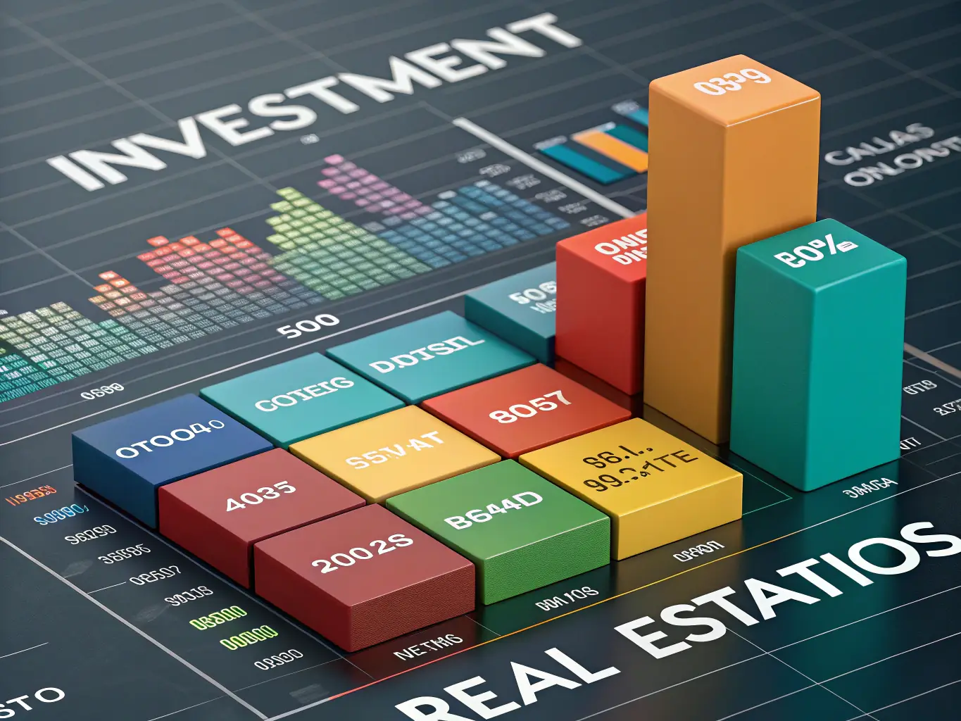 A diverse portfolio of investments, including stocks, bonds, and real estate, displayed in a visually appealing manner, representing diversification and strategic asset allocation.